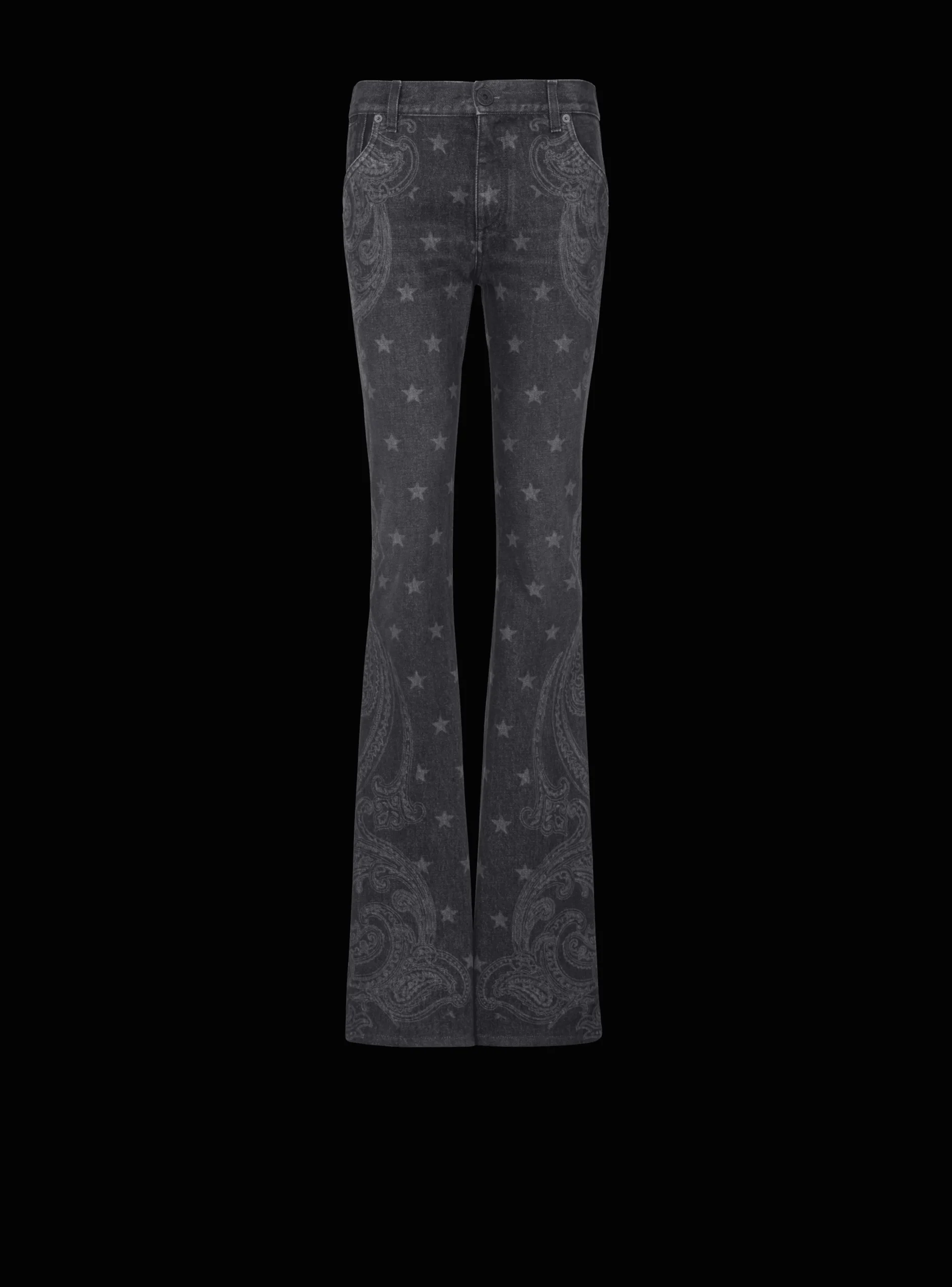 Star And Paisley Print Denim Jeans-Balmain Cheap