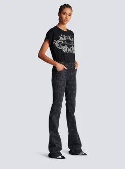 Star And Paisley Print Denim Jeans-Balmain Cheap
