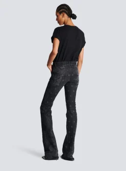 Star And Paisley Print Denim Jeans-Balmain Cheap