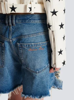 Stars Biker Jacket In Embroidered Leather-Balmain Sale