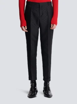 Straight-leg Mini Monogrammed Trousers-Balmain Shop