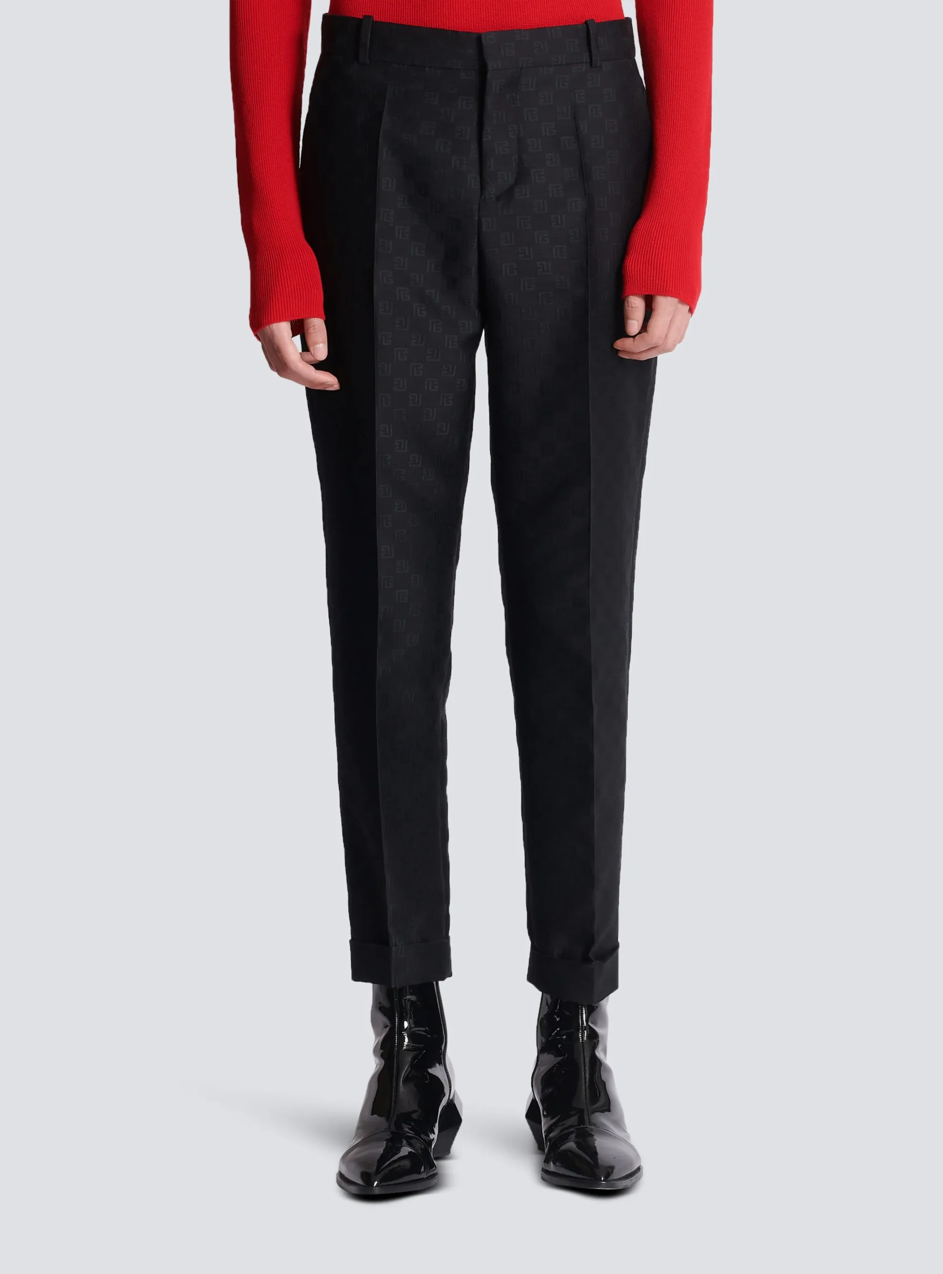 Straight-leg Mini Monogrammed Trousers-Balmain Shop