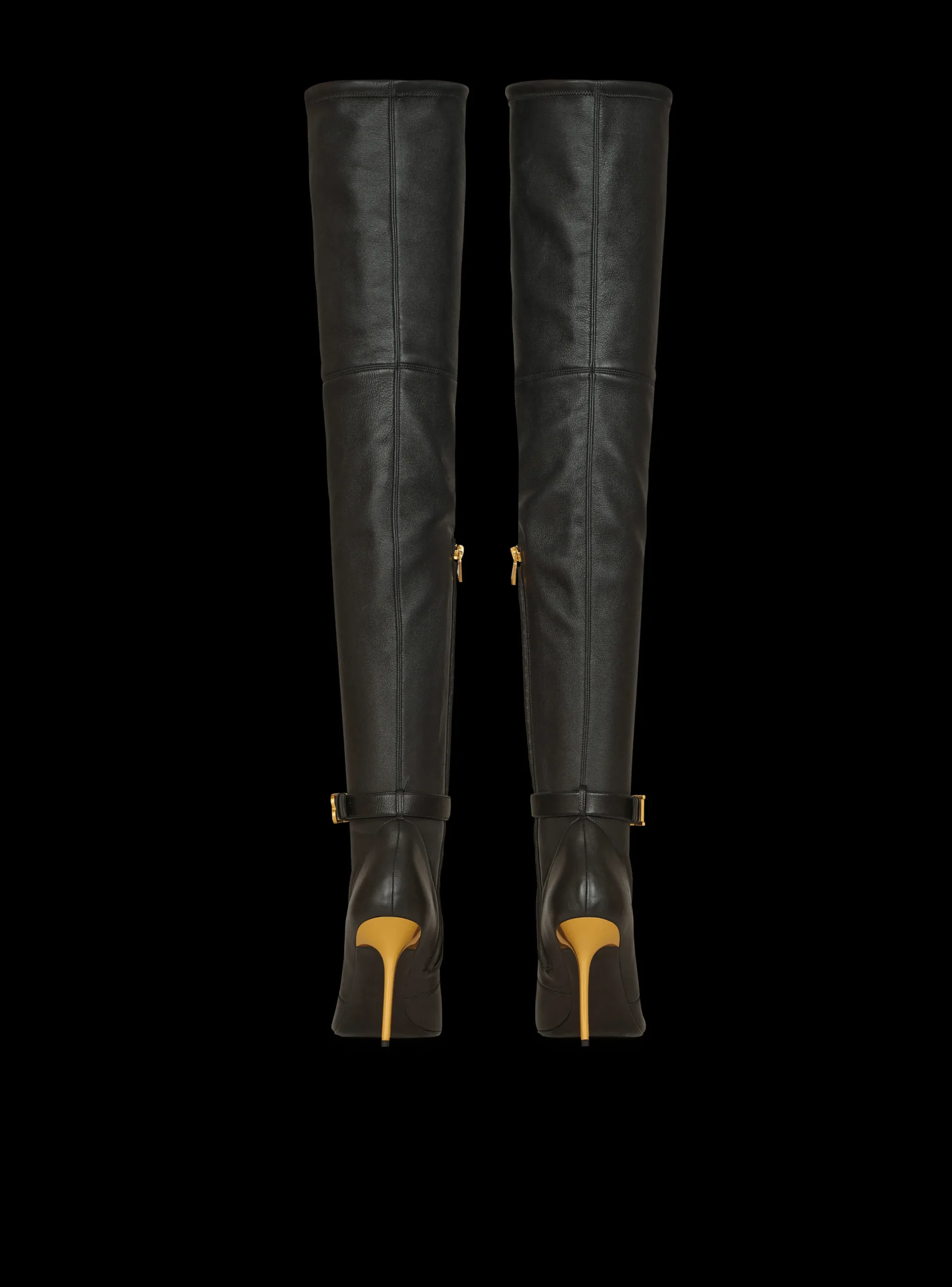 Stretch Leather Raven Thigh-high Boots-Balmain Cheap