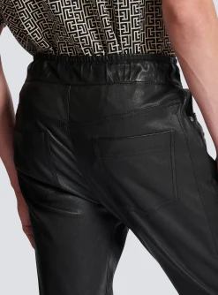 Stretch Leather Trousers-Balmain Shop