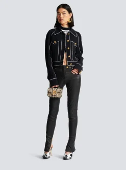 Stretch Leather Trousers-Balmain Clearance