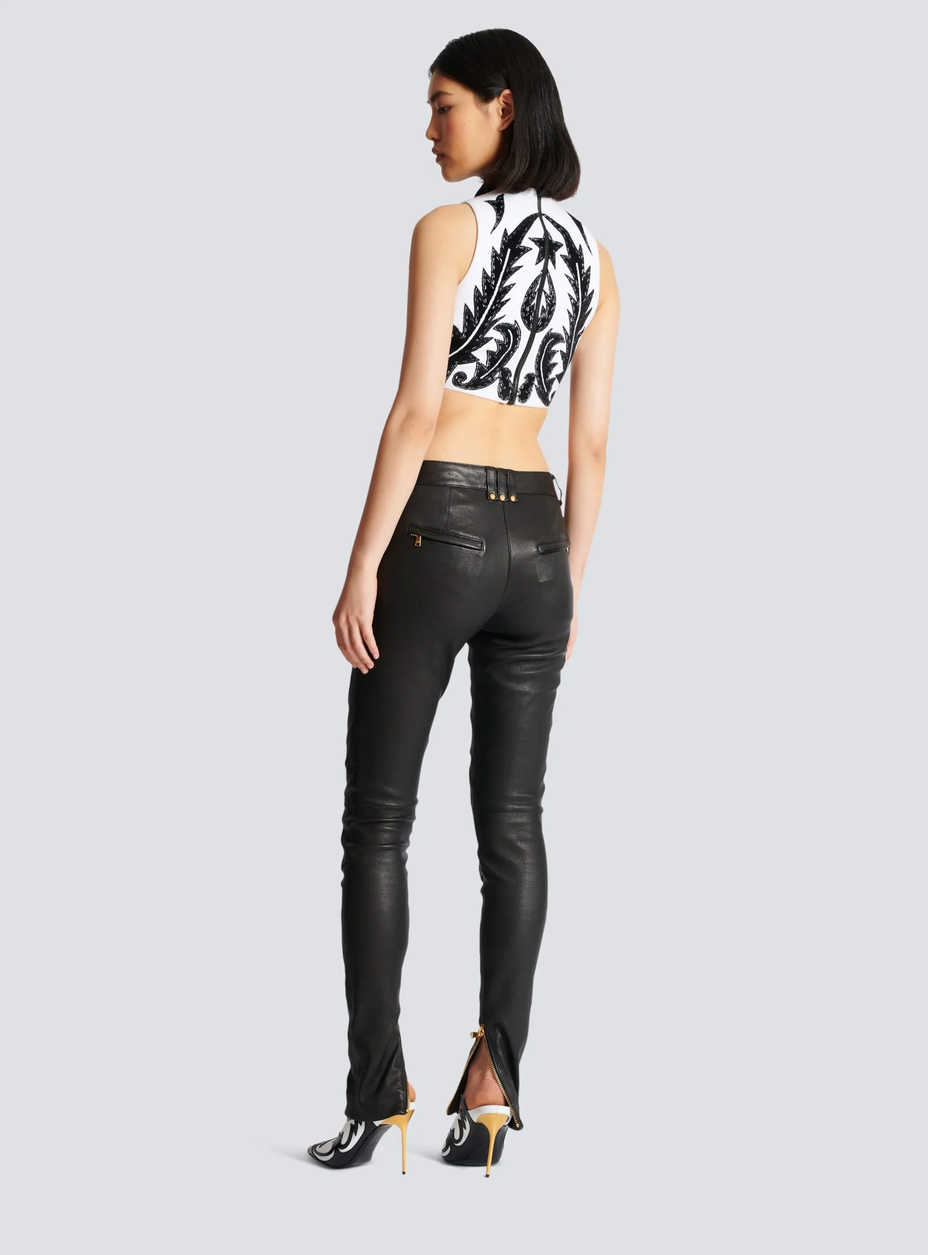 Stretch Leather Trousers-Balmain Clearance