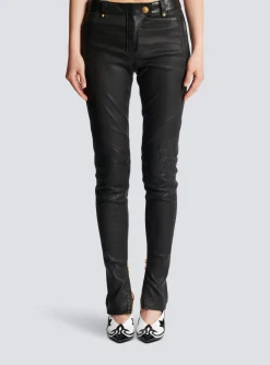 Stretch Leather Trousers-Balmain Clearance