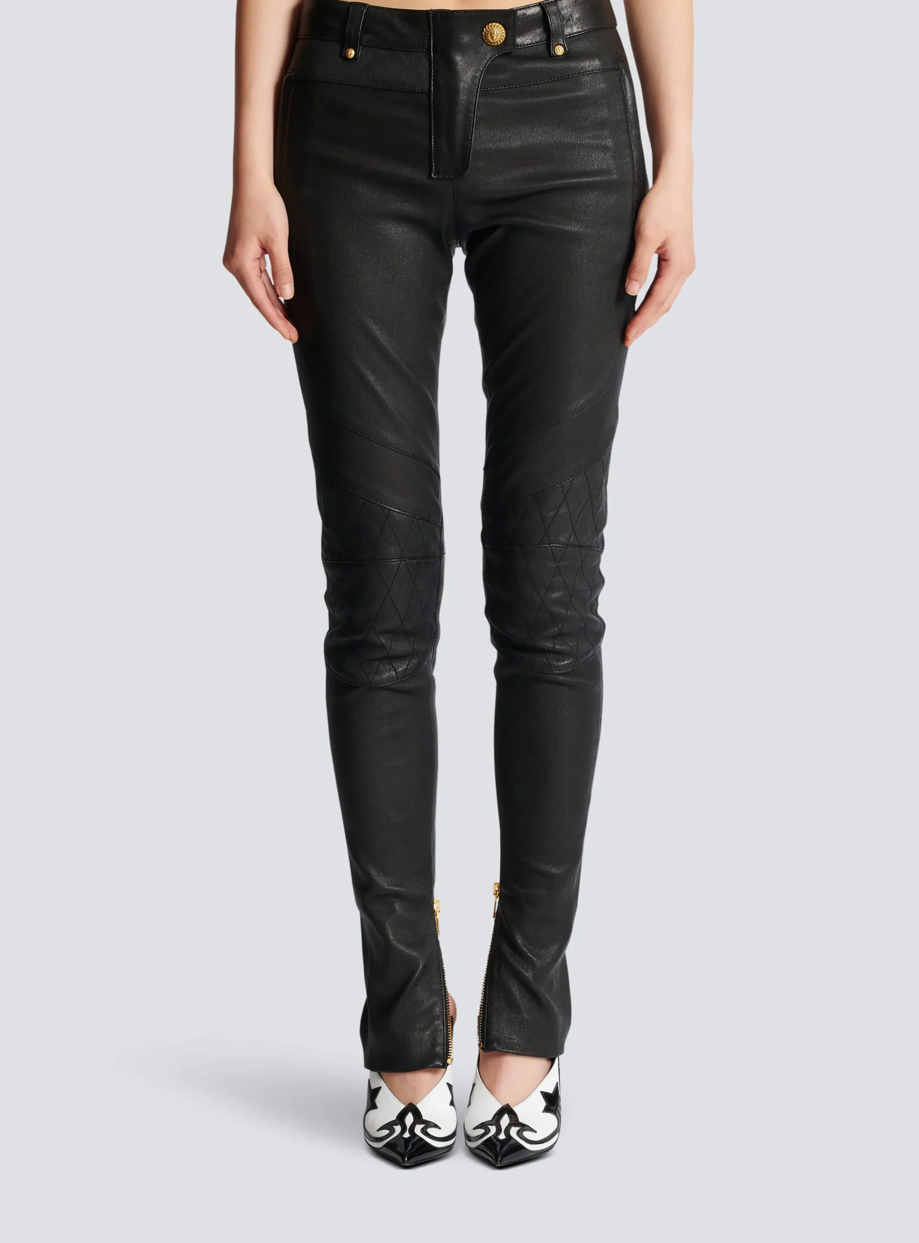 Stretch Leather Trousers-Balmain Clearance