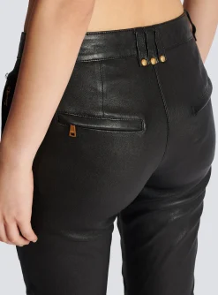 Stretch Leather Trousers-Balmain Clearance