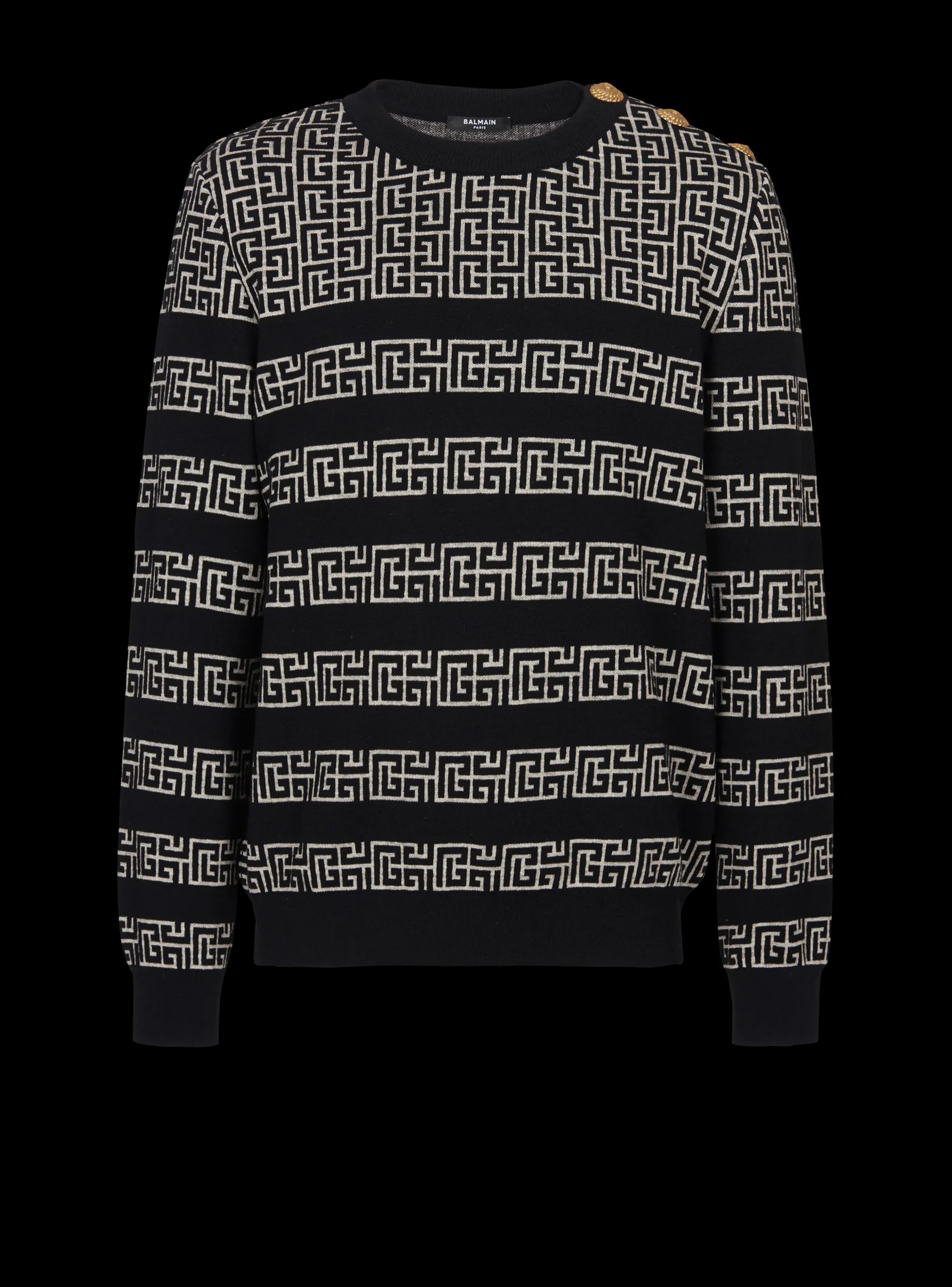 Striped PB Labyrinth Wool And Linen Jumper-Balmain Best Sale