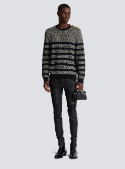 Striped PB Labyrinth Wool And Linen Jumper-Balmain Best Sale