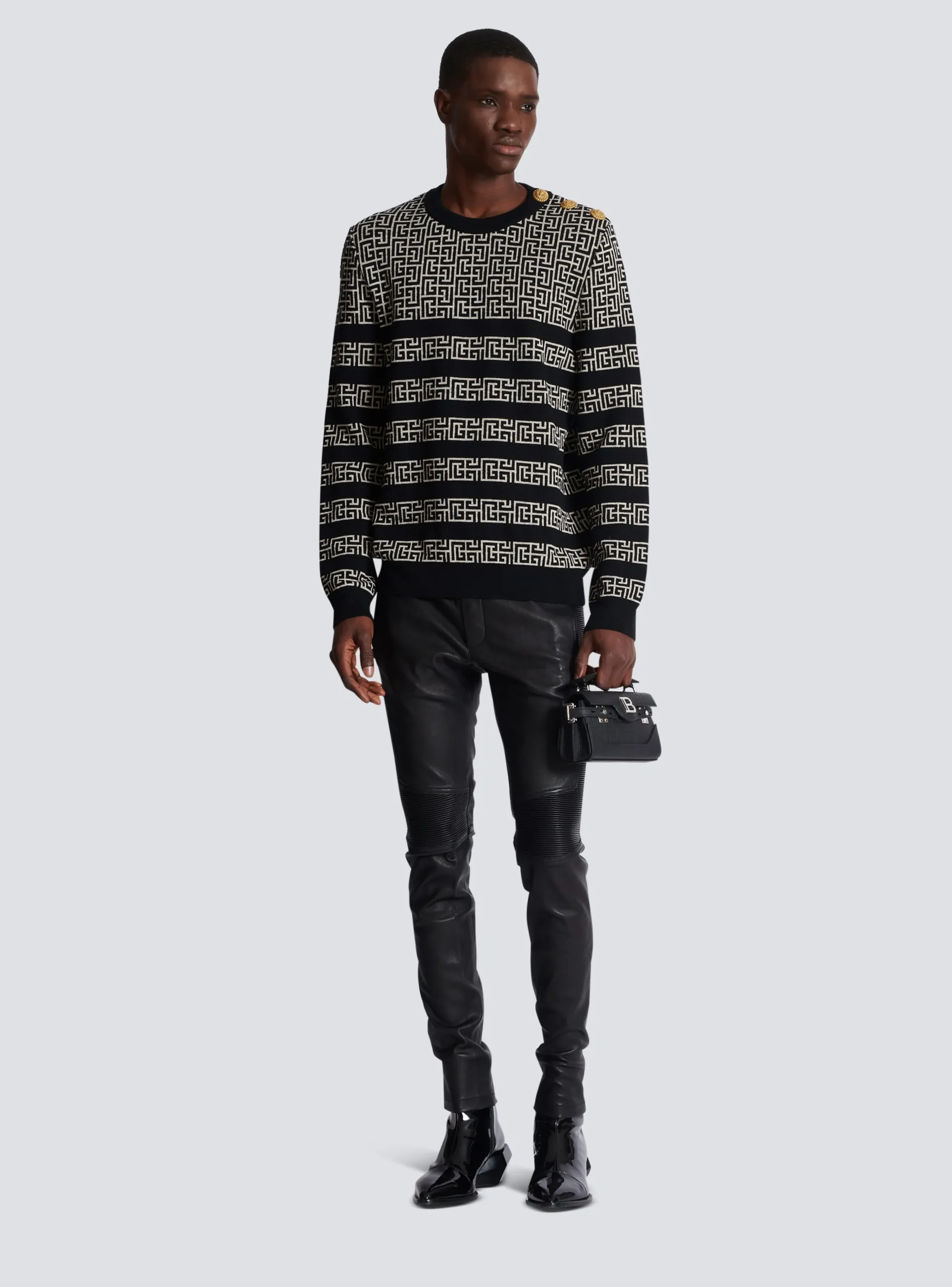 Striped PB Labyrinth Wool And Linen Jumper-Balmain Best Sale