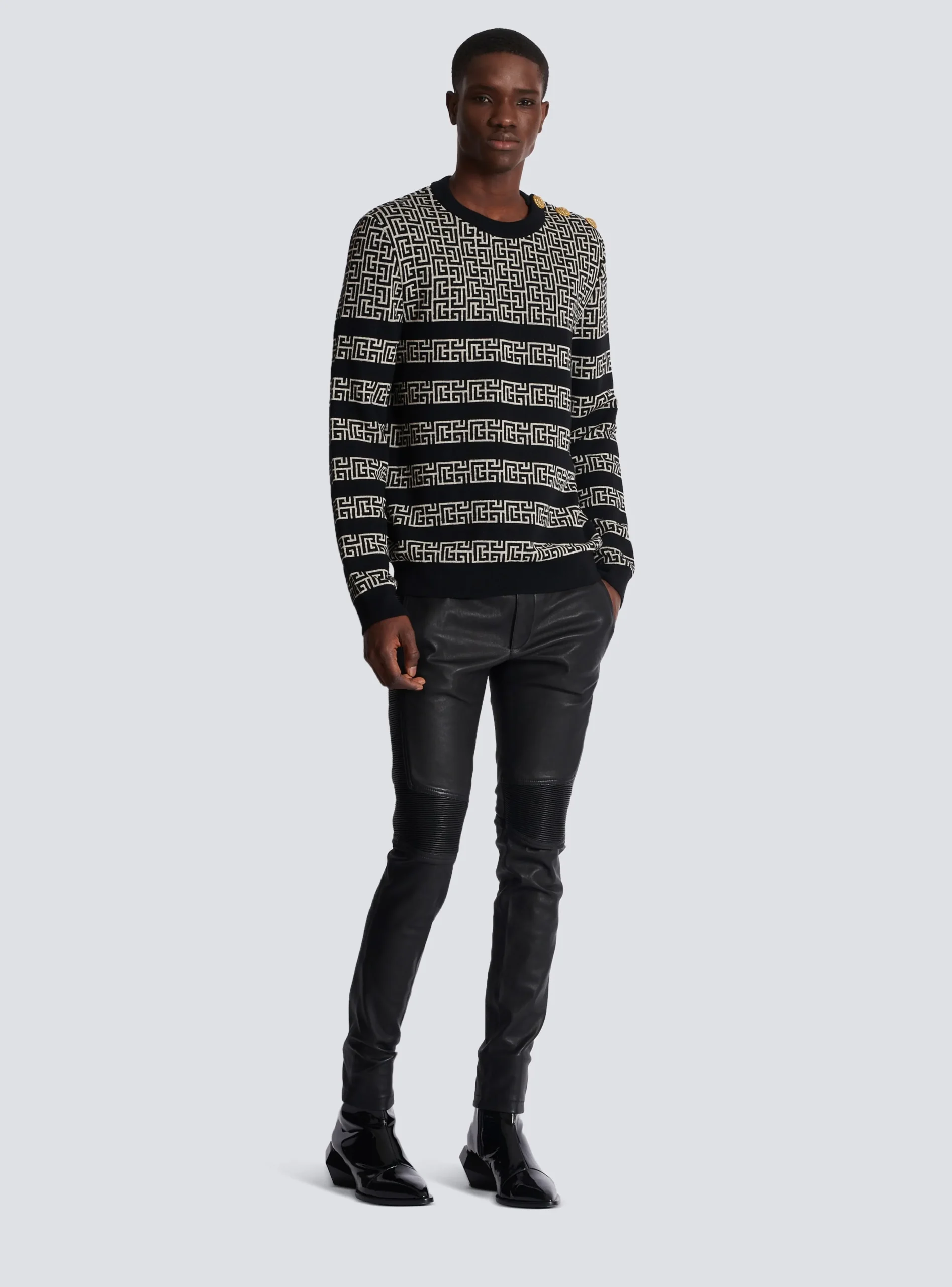 Striped PB Labyrinth Wool And Linen Jumper-Balmain Best Sale