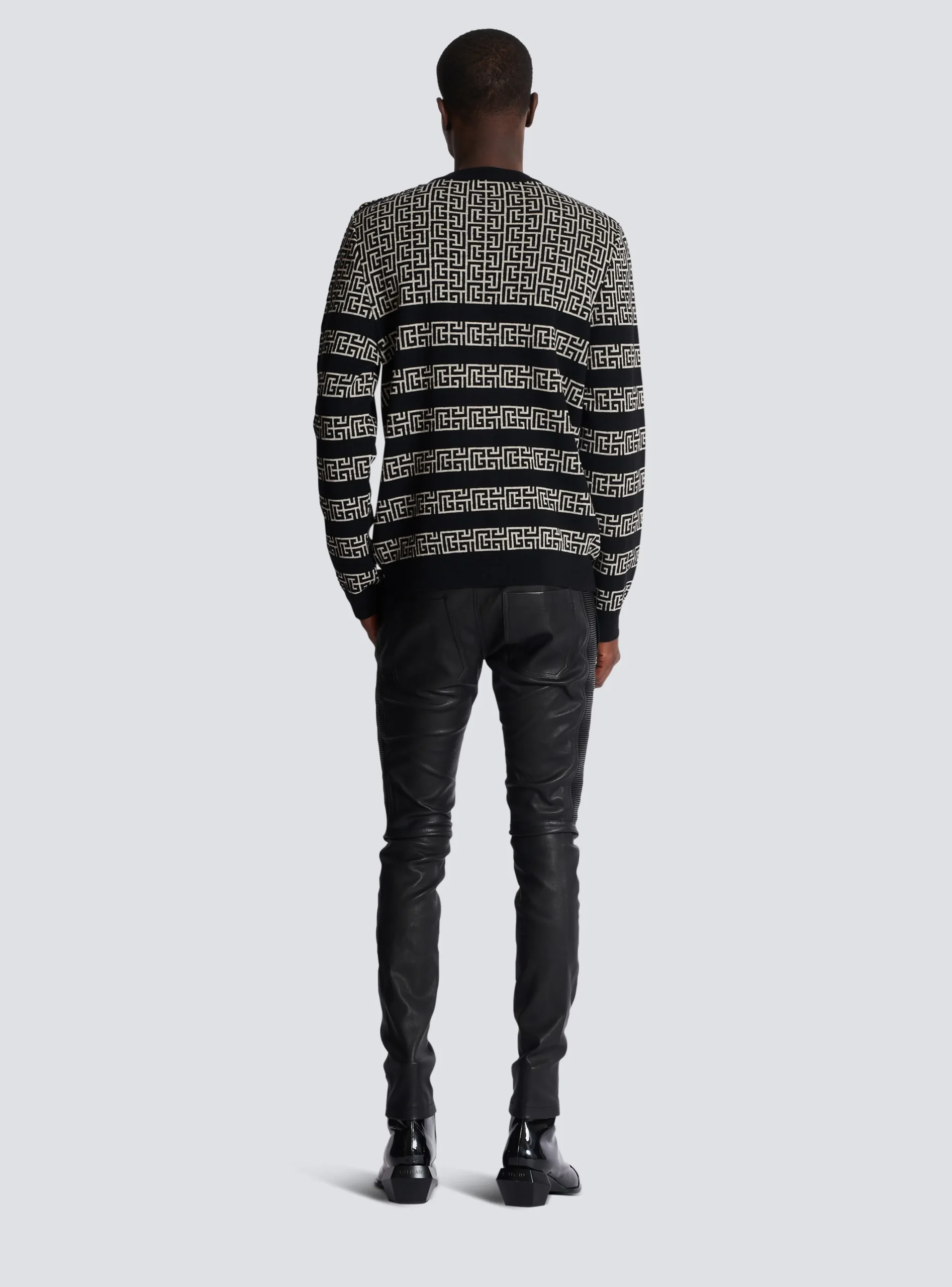 Striped PB Labyrinth Wool And Linen Jumper-Balmain Best Sale