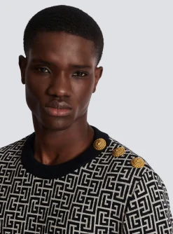 Striped PB Labyrinth Wool And Linen Jumper-Balmain Best Sale