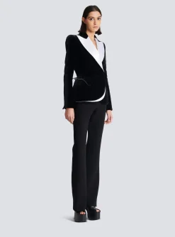Structured Jacket In Velvet And Satin-Balmain Cheap