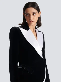 Structured Jacket In Velvet And Satin-Balmain Cheap