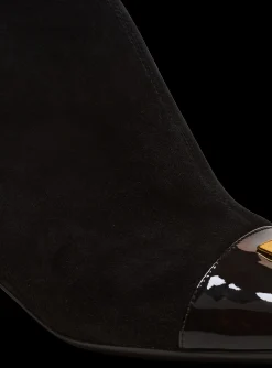 Suede Edna Ankle Boots With Patent Leather Toes-Balmain Clearance