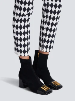 Suede Edna Ankle Boots With Patent Leather Toes-Balmain Clearance