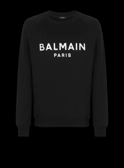 Sweatshirt In Eco-responsible Cotton With Metallic Logo Print-Balmain Clearance