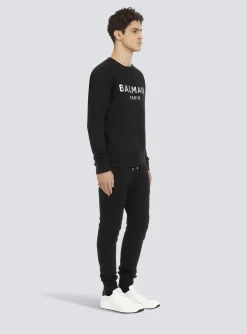 Sweatshirt In Eco-responsible Cotton With Metallic Logo Print-Balmain Clearance
