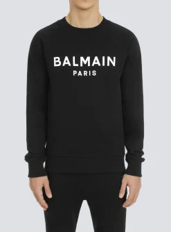Sweatshirt In Eco-responsible Cotton With Metallic Logo Print-Balmain Clearance