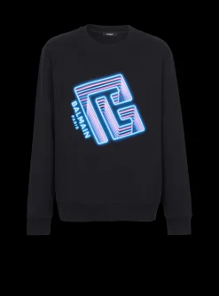 Sweatshirt With Neon Logo Print-Balmain Fashion