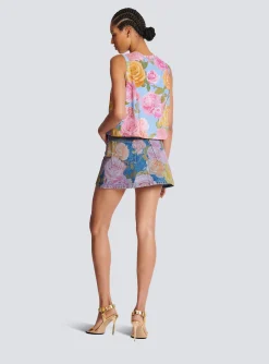 Tank Top With Pastel Roses Print-Balmain Online