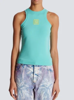 Tank Top With Retro PB Embroidery-Balmain Fashion