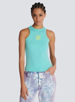 Tank Top With Retro PB Embroidery-Balmain Fashion