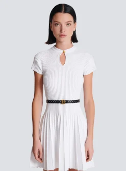 Thin Reversible Calfskin B-Belt With Polka Dots Print-Balmain Outlet
