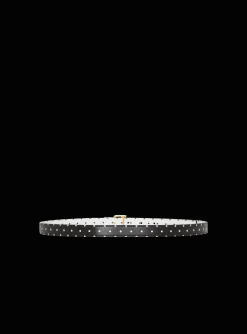 Thin Reversible Calfskin B-Belt With Polka Dots Print-Balmain Outlet