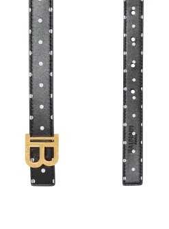 Thin Reversible Calfskin B-Belt With Polka Dots Print-Balmain Outlet
