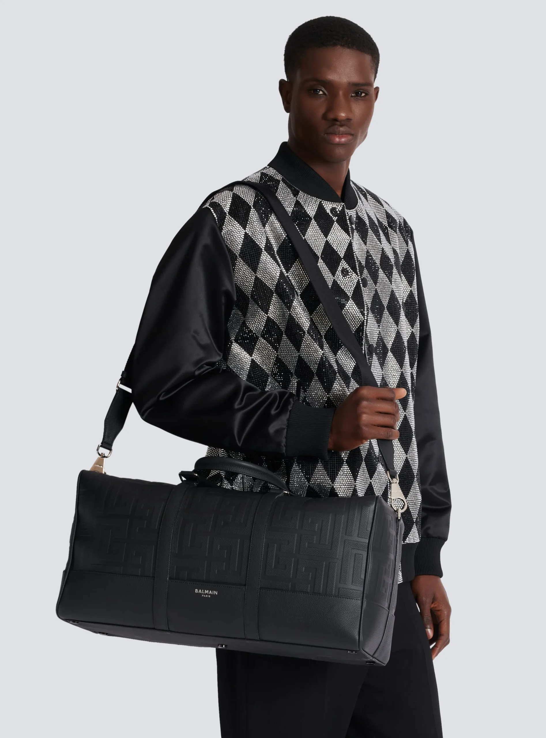Travel Bag In Grained Leather-Balmain Outlet