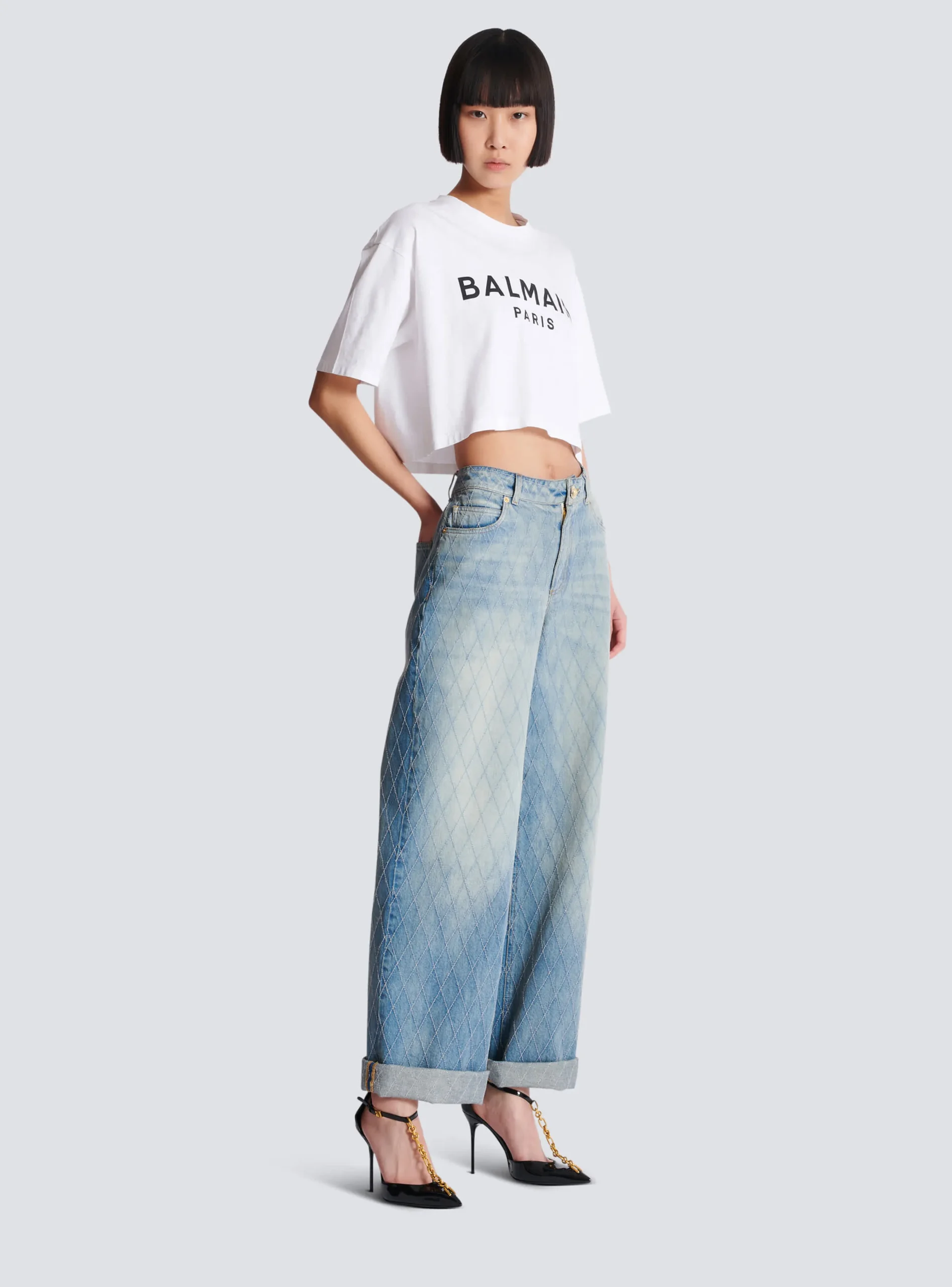 T-shirt With Paris Print-Balmain Shop