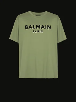 T-shirt With Flocked Paris Logo-Balmain Cheap