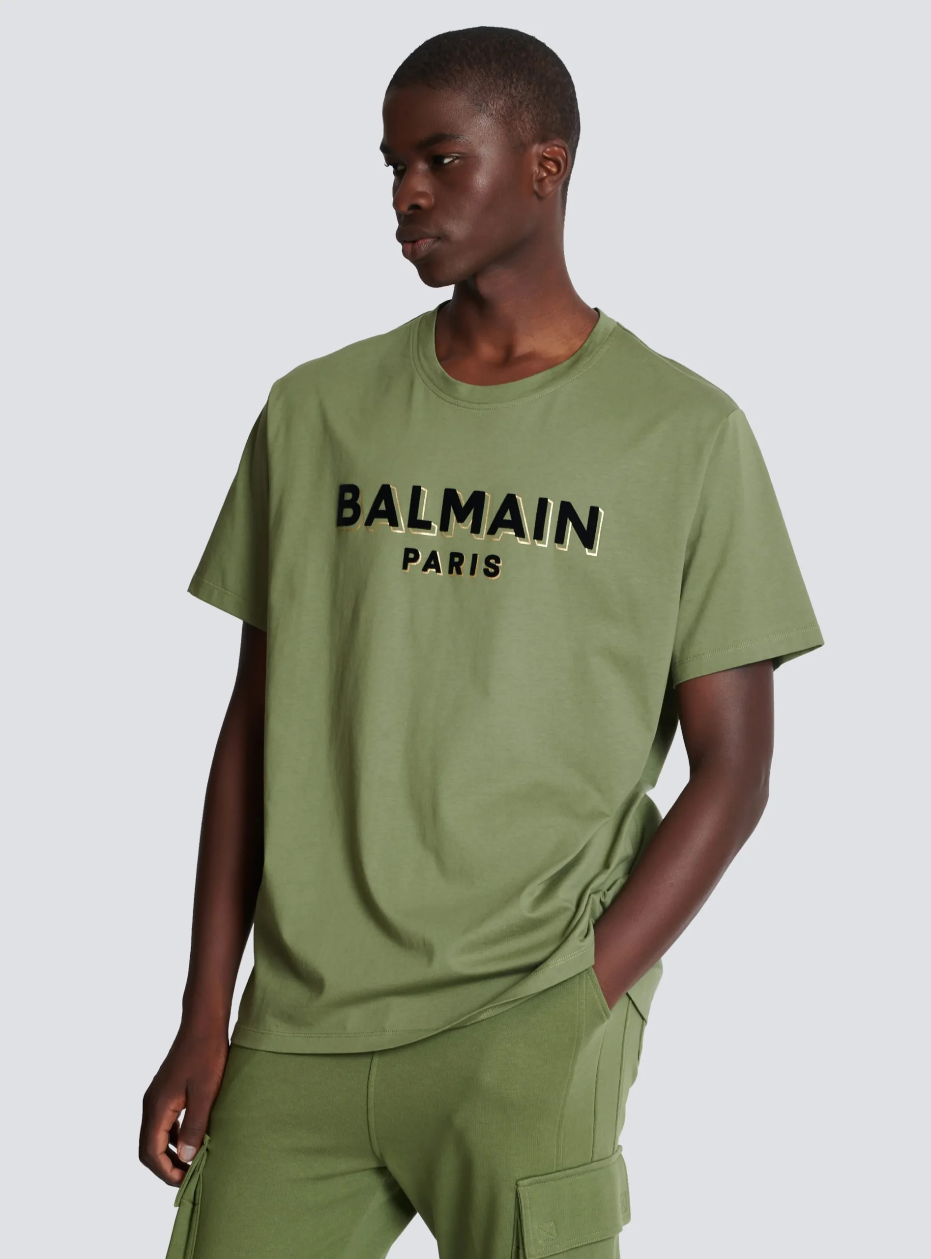 T-shirt With Flocked Paris Logo-Balmain Cheap
