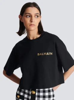 T-shirt With Laminated Logo-Balmain Cheap