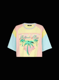 T-shirt With Palm Tree Signature Print-Balmain Shop