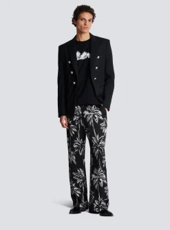 T-shirt With Palm Tree Signature Print-Balmain Fashion