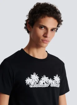 T-shirt With Palm Tree Signature Print-Balmain Fashion