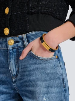 Tubular Signature Bracelet In Brass And Enamel-Balmain Cheap