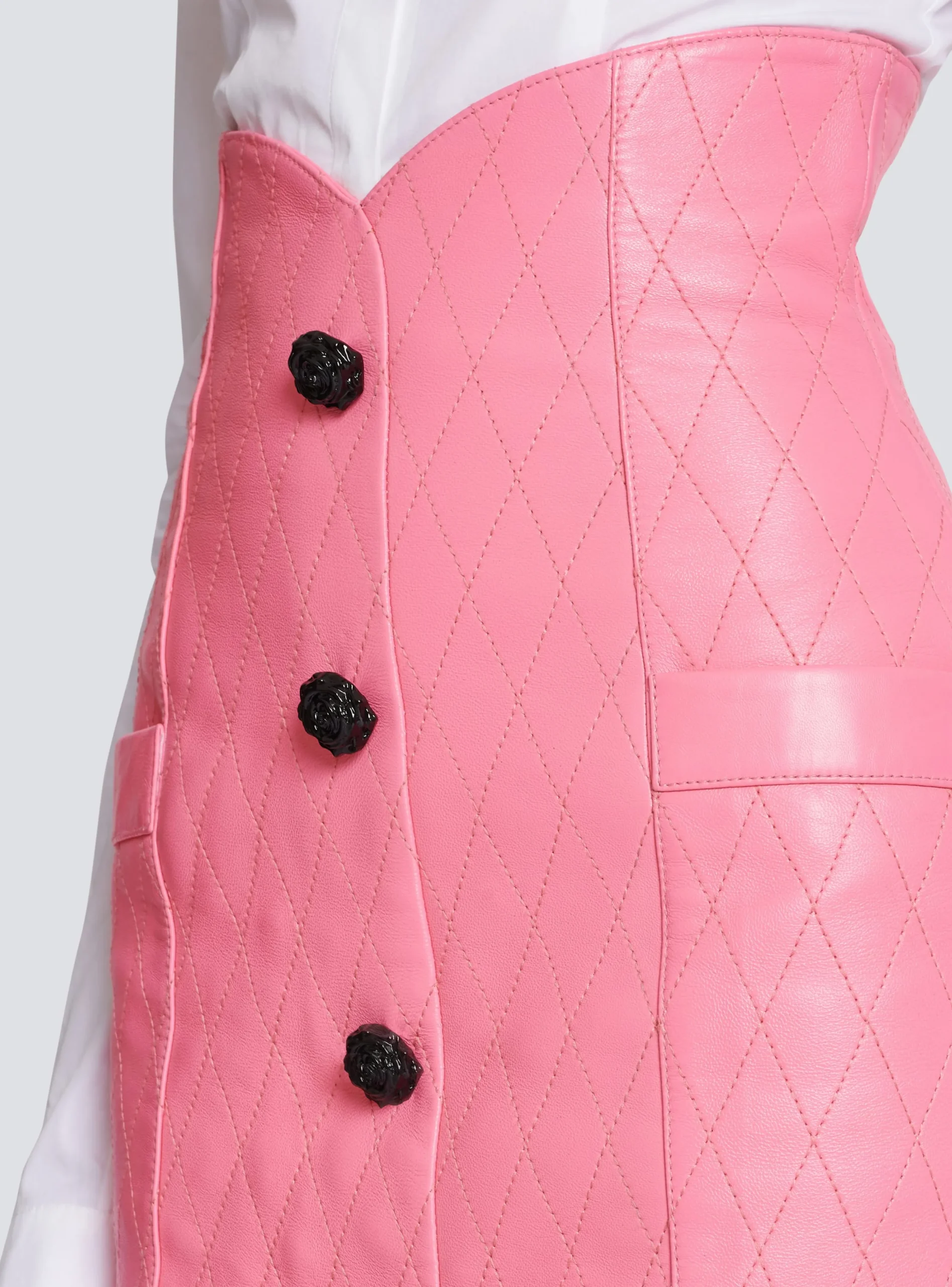 Tulip Skirt In Quilted Leather-Balmain Cheap