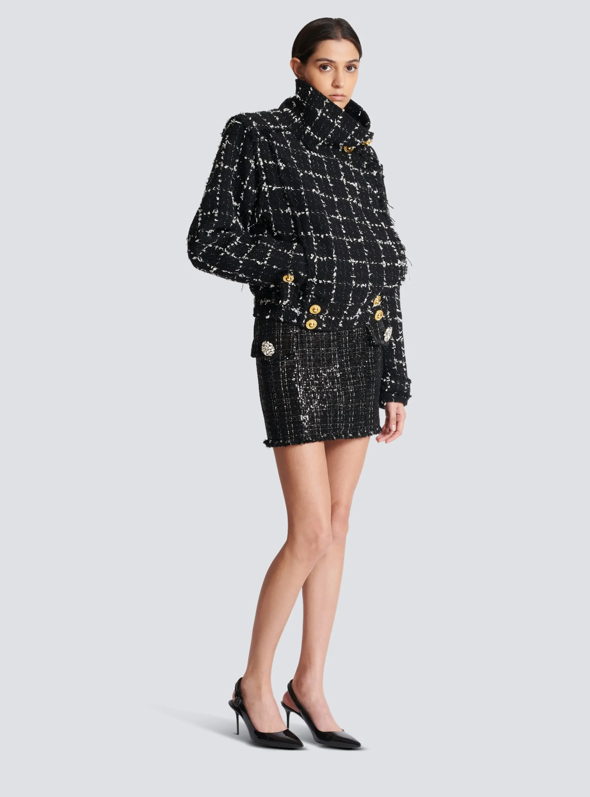 Tweed Bomber Jacket-Balmain Hot