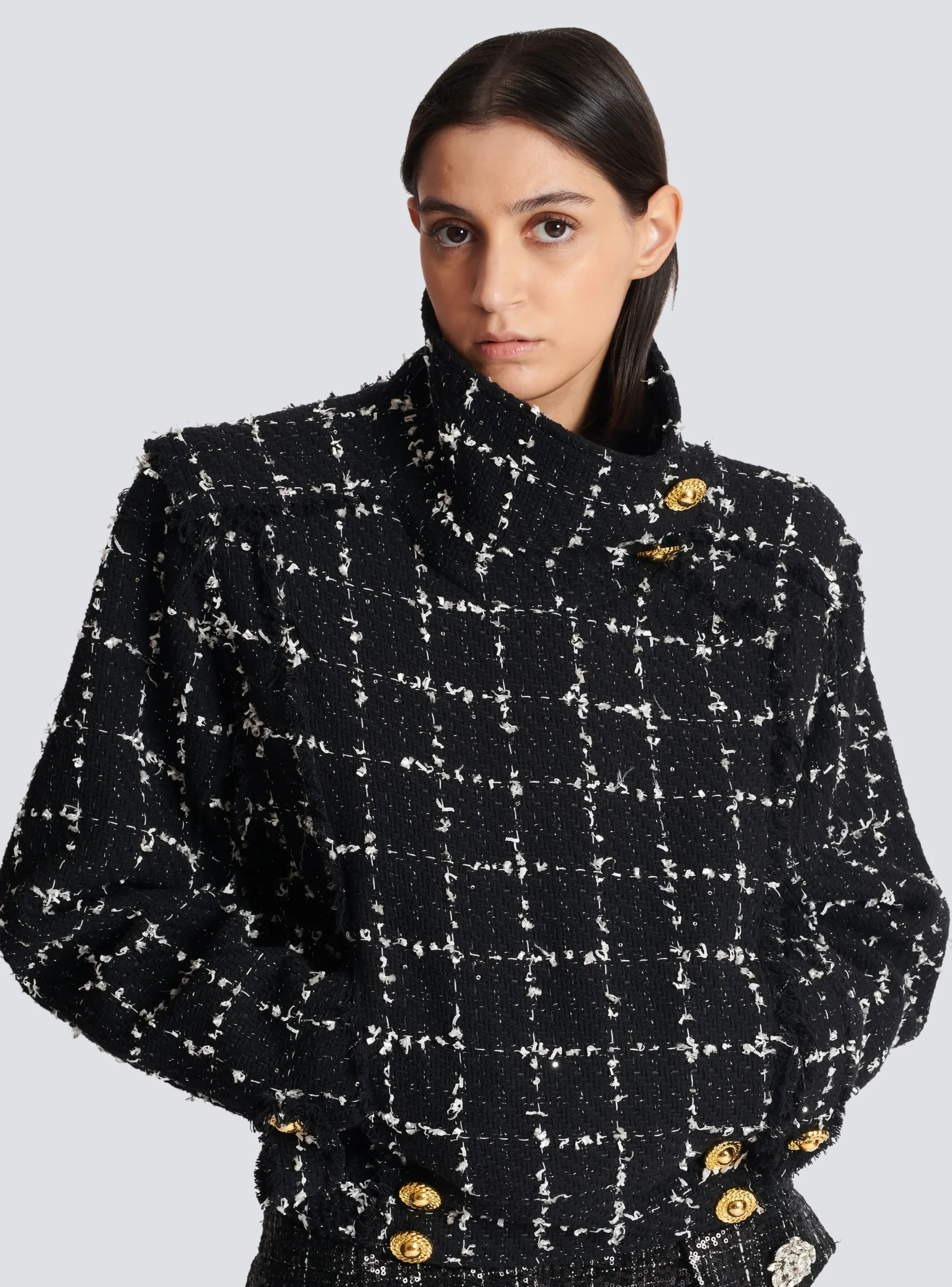 Tweed Bomber Jacket-Balmain Hot