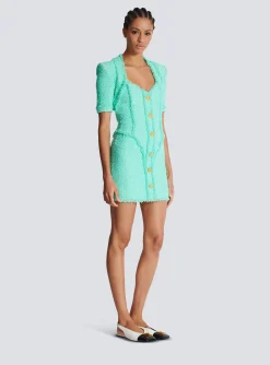 Tweed Dress With Buttons-Balmain Shop