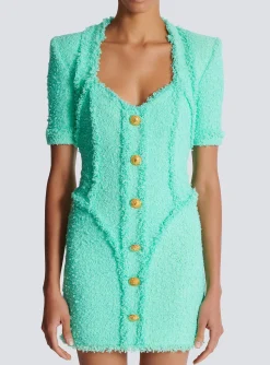 Tweed Dress With Buttons-Balmain Shop