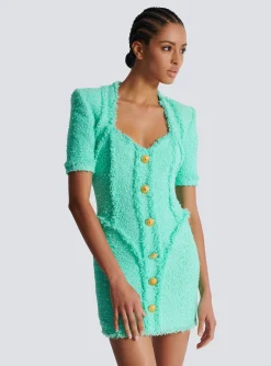 Tweed Dress With Buttons-Balmain Shop