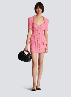 Tweed Dress With Buttons-Balmain Cheap