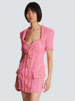 Tweed Dress With Buttons-Balmain Cheap
